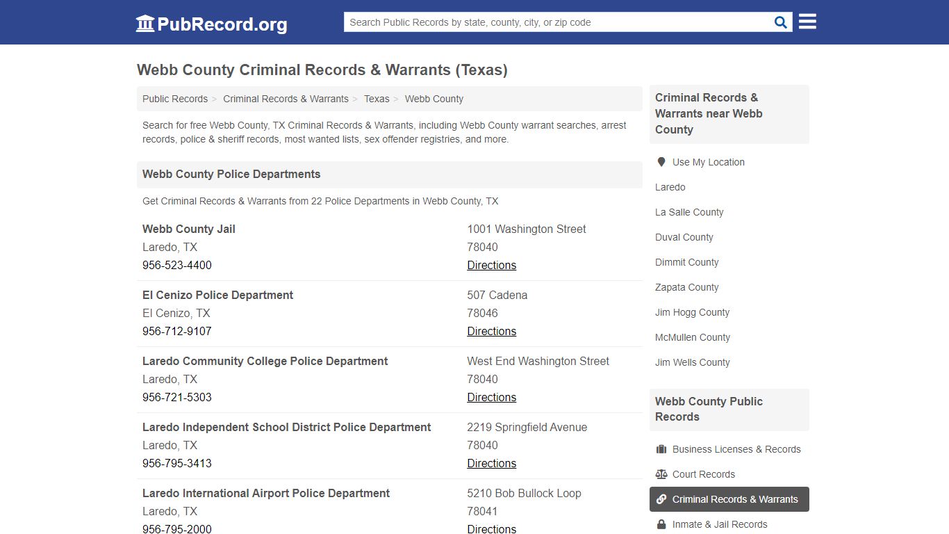 Webb County Criminal Records & Warrants (Texas)